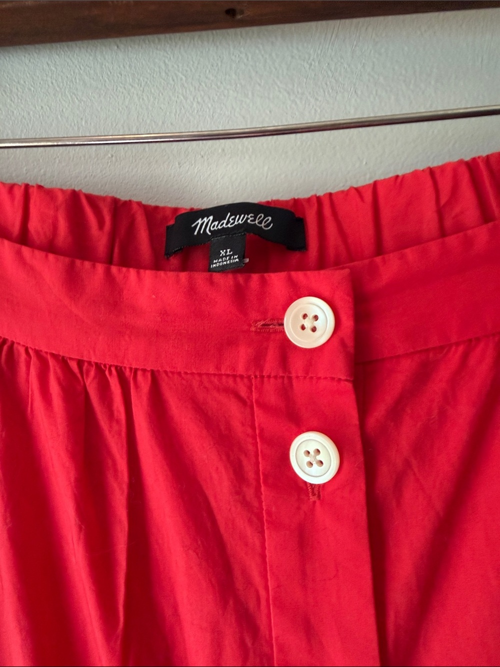 Madewell Red Button-Front Tiered Midi Skirt - Picture 5 of 8